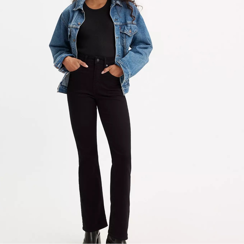Levis 725 High Rise Bootcut Black Jeans